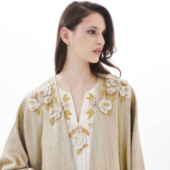 IVORY YASMINE ON GOLD ABAYA