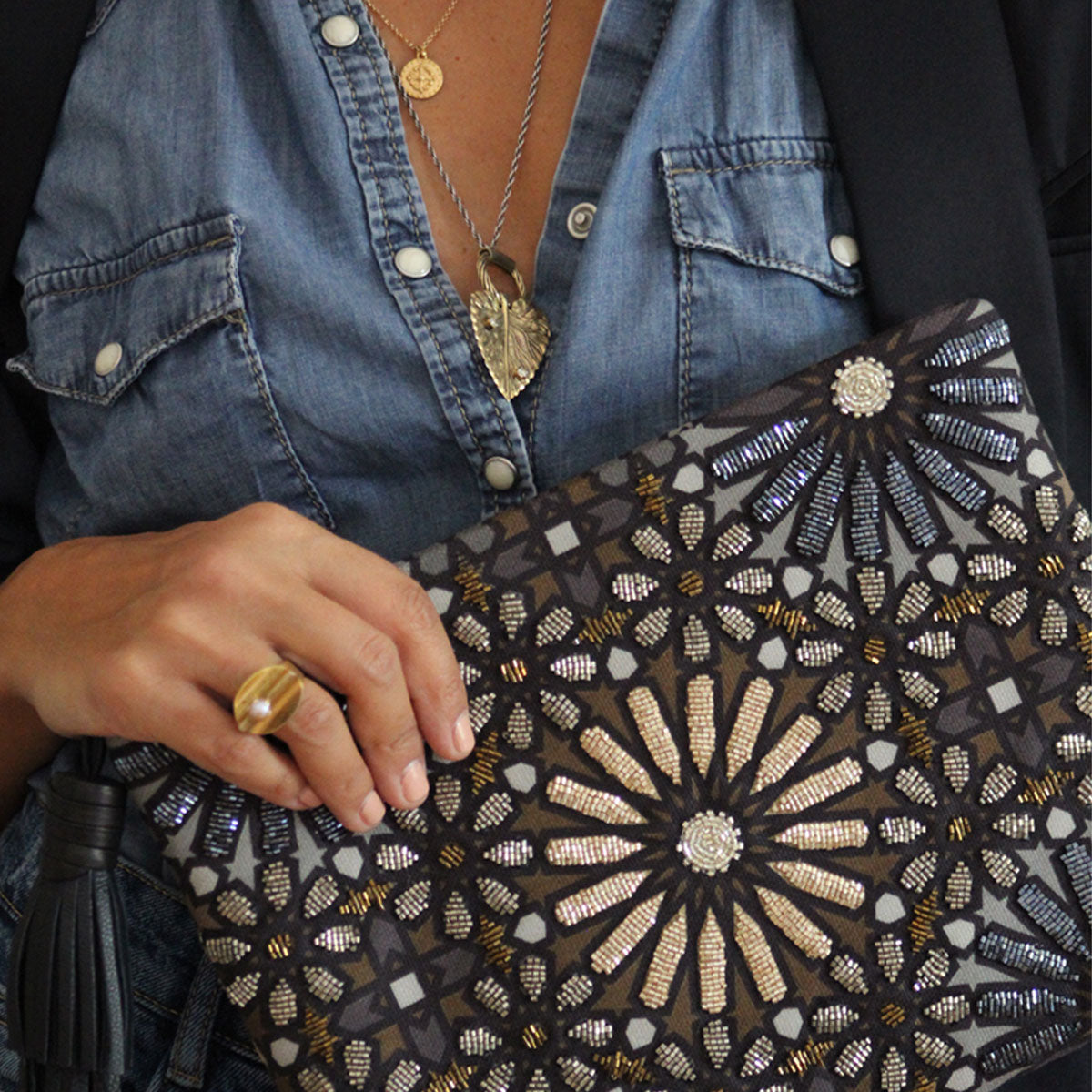 moroccan metallic pouch pouch bag