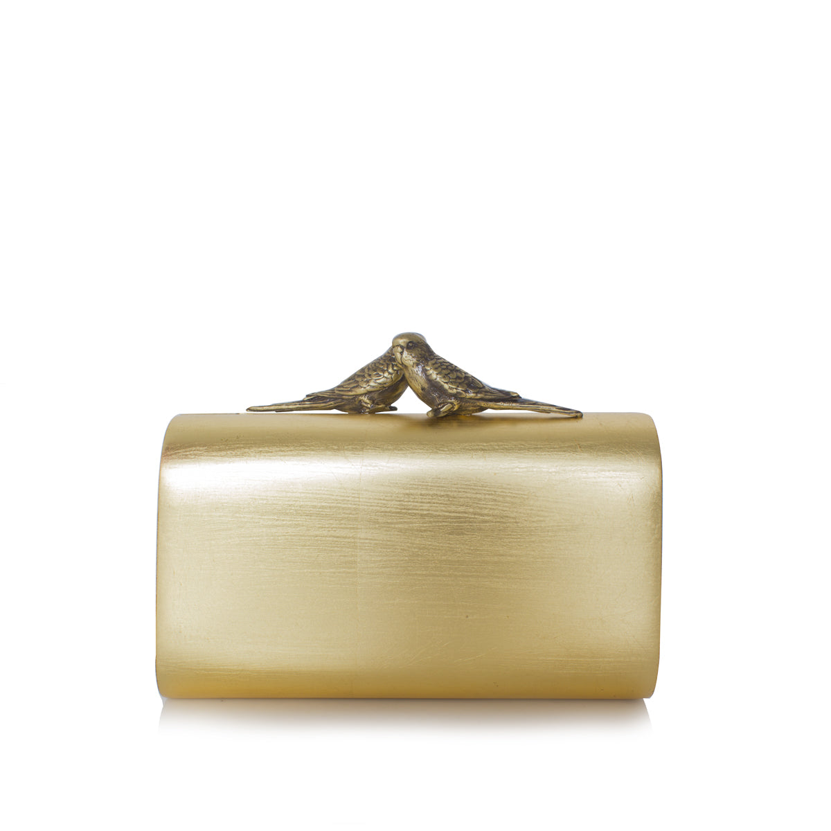 birds gold log lovers evening minaudière clutch