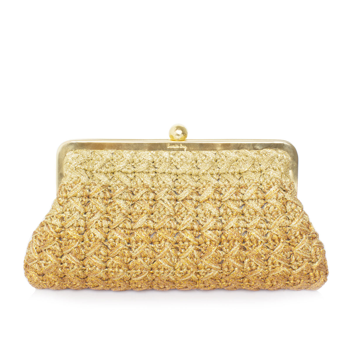 eclipse gold crochet classic clutch bag with shoulder chain
