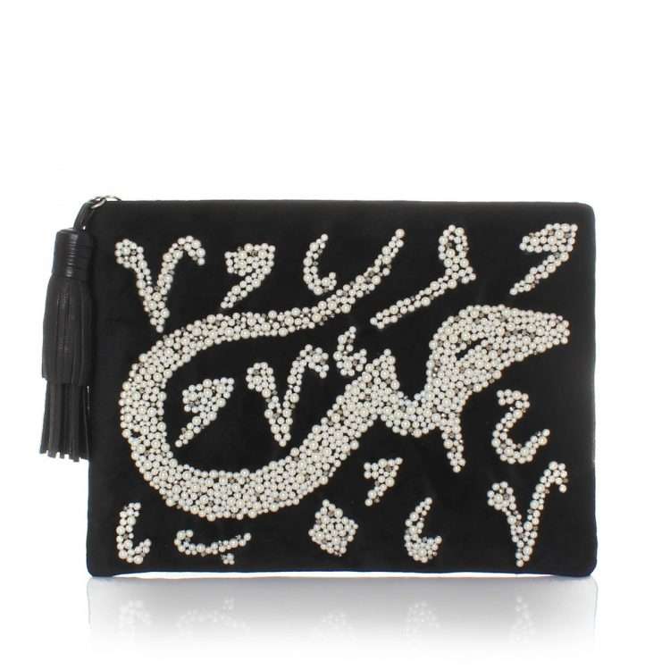 hobb loulou black velvet pouch pouch bag