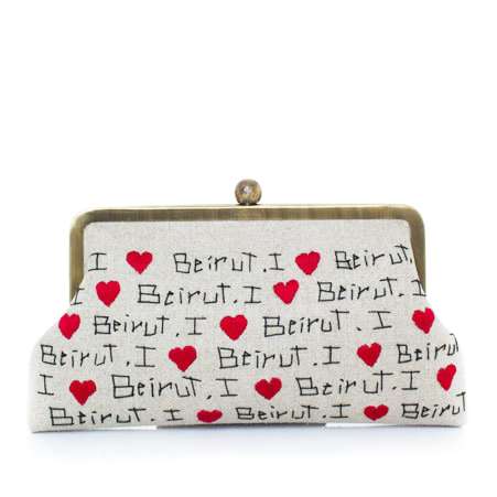 i love beirut classic clutch bag with shoulder chain