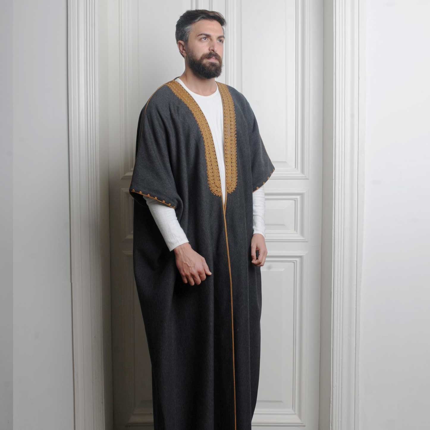 jog abaya honey on anthracite loungewear, abaya
