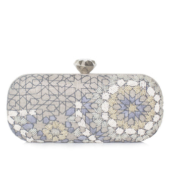 ARABESQUE SILVER BIG BOX CLUTCH