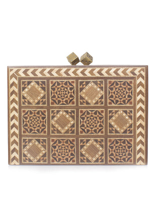 Backgammon Bag – Handcrafted clutch by Sarah's Bag featuring intricate geometric patterns and inlaid design