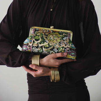 BRONZE SAOUDIYAH ON BROWN FLORAL CLASSIC BAG