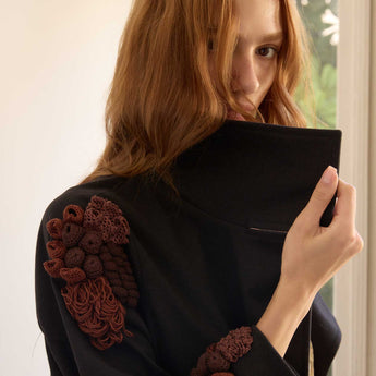 BROWN MOSS ON BLACK SUEDE COAT