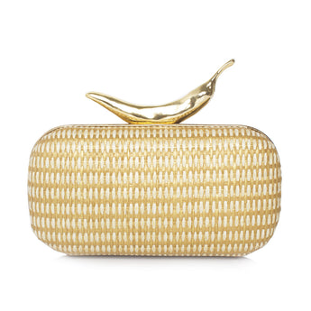 CHILI GOLD STRAW BOX CLUTCH