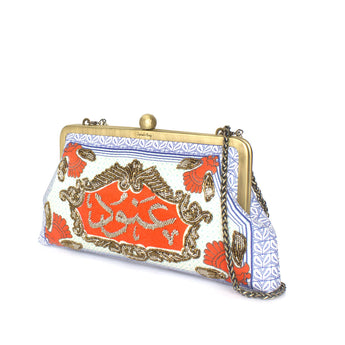 customised hashishet albi classic clutch bag with shoulder chain