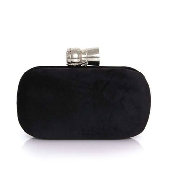 CHAMPAGNE BLACK VELVET BOX CLUTCH