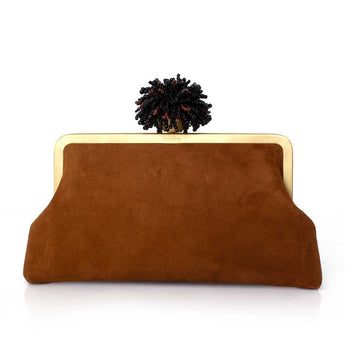 DHALIA ON BROWN SUEDE CLASSIC BAG