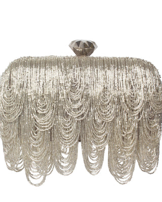 Decorative chandelier bag beaded design on a white background
