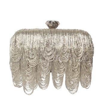 Decorative chandelier bag beaded design on a white background