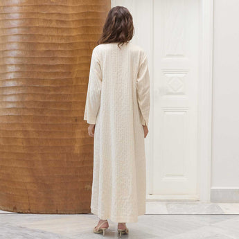 IVORY YASMINE ON BEIGE AMAL DRESS