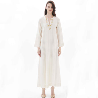 IVORY YASMINE ON BEIGE AMAL DRESS