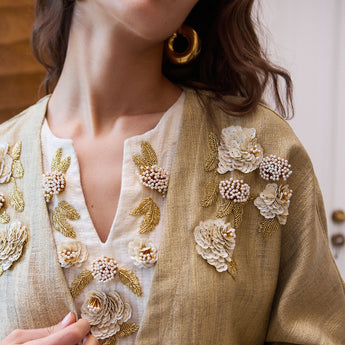 IVORY YASMINE ON GOLD ABAYA