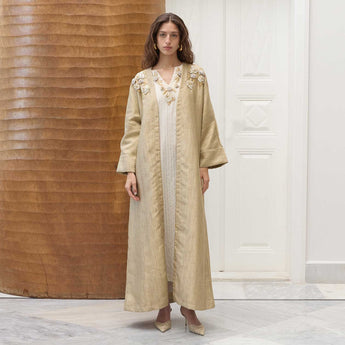 IVORY YASMINE ON GOLD ABAYA