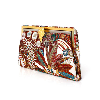 LEAF ON BROWN JUNGLE GRACE CLUTCH