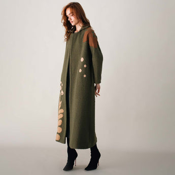 LIBERTY ON BOUCLE KHAKI COAT