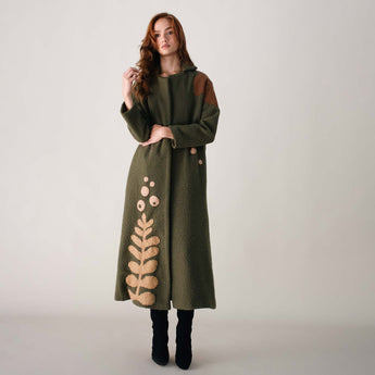 LIBERTY ON BOUCLE KHAKI COAT