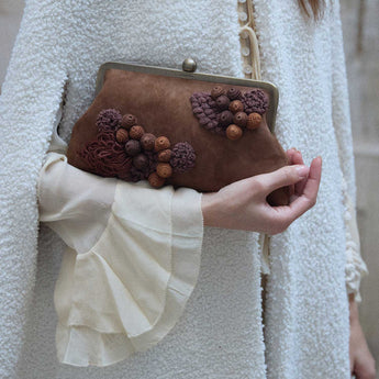 MOSS ON BROWN LEATHER CLASSIC BAG