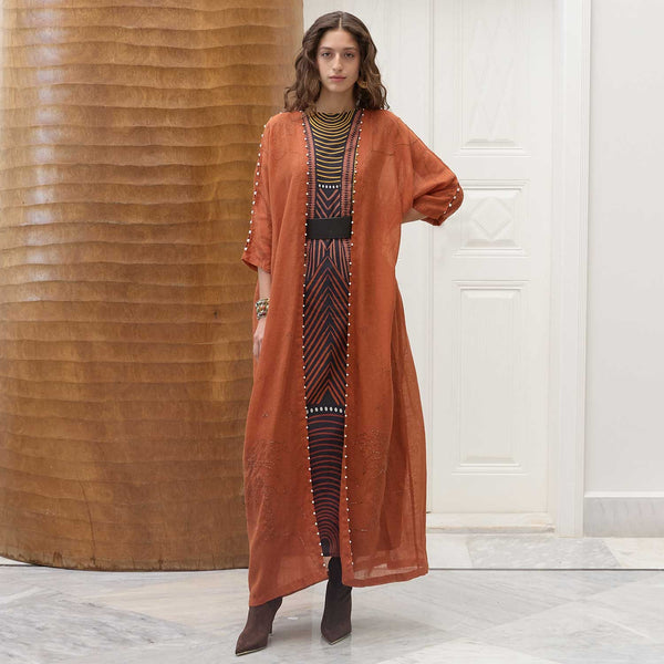Bibiy sarah ribbon top ベージュ PEARL DROPS ON PALM RUST ABAYA – Sarah's Bag