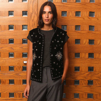 RISING SUN VELVET BLACK GILET