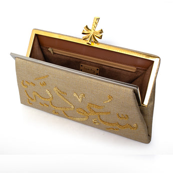 SAOUDIYAH ON GOLD PALM GRACE CLUTCH