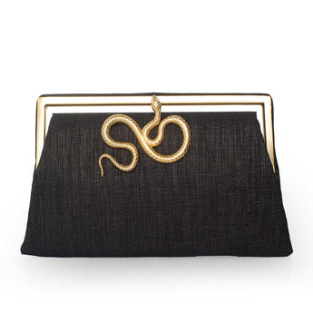 SERPENT ON BLACK WEAVE GRACE CLUTCH