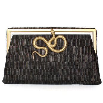 SERPENT ON BLACK WEAVE GRACE CLUTCH
