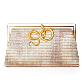 SERPENT ON SILVER STRAW GRACE CLUTCH