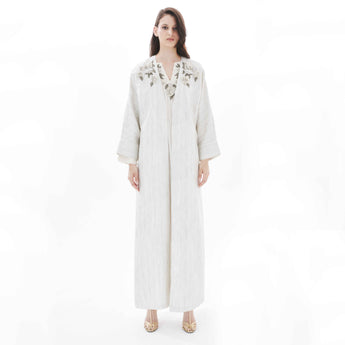SILVER YASMINE ON SUGAR ABAYA