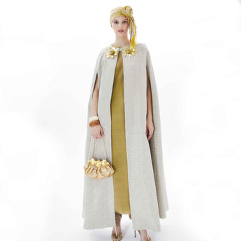 TWIN MAGNOLIAS ON HONEYCOMB GOLD IMPERIAL CAPE