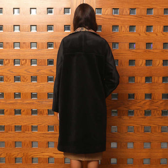 WOVEN TAPESTRY ON BLACK VELVET MIDI YAS COAT