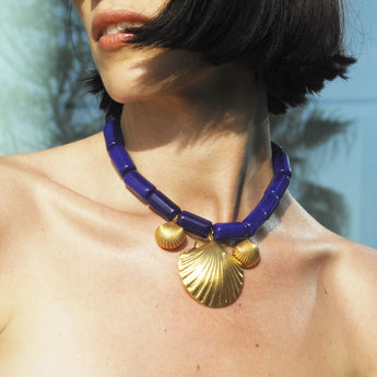 ATHENA COBALT GOLD NECKLACE