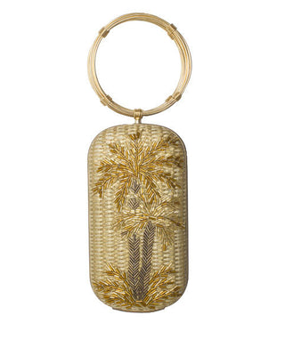 golden oasis gold straw menottes evening bracelet bag