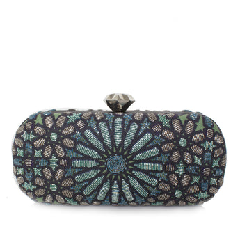 moroccan aqua big box evening minaudière clutch 