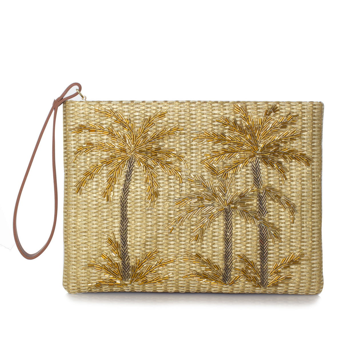 Golden Oasis Gold Straw Pouch Sarah's Bag