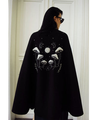 midnight fleece black cape outerwear, cape